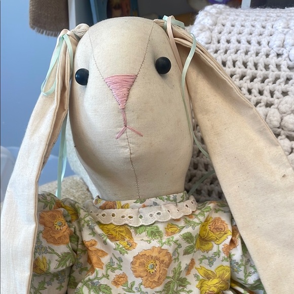 Floral Dress Plush Bunny Toy country bunny 80’s - Picture 2 of 3
